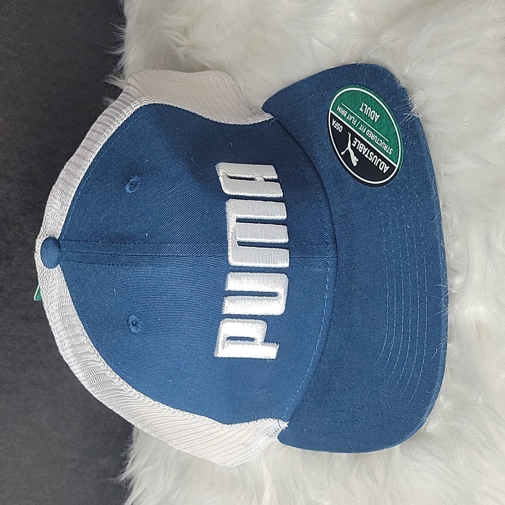 PUMA Blue‎ and White Structured Fit Spiral Truckers Hat OS